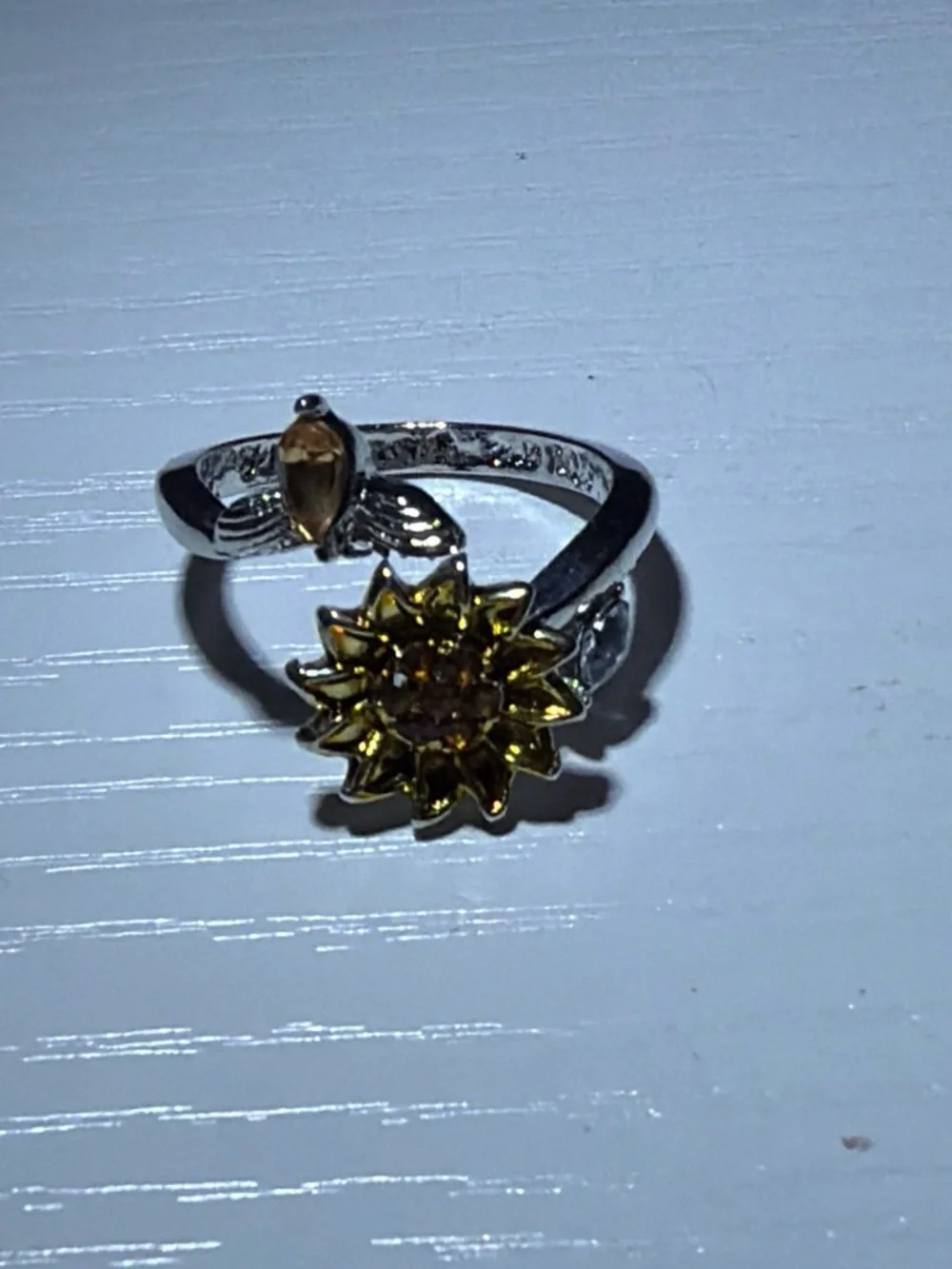 Yellow Sunflower Crystal Ring - Women Jewelry